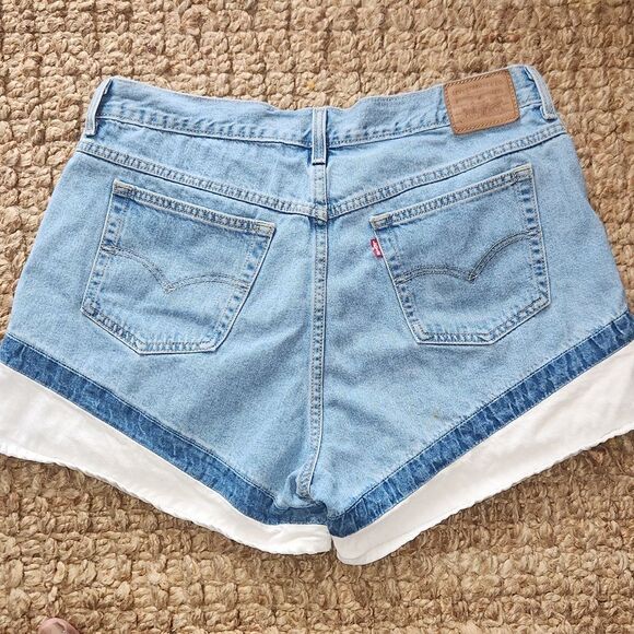 Levi's Women's Tri Color Blue 2018 Denim Jean Shorts 32 - Picture 1 of 7